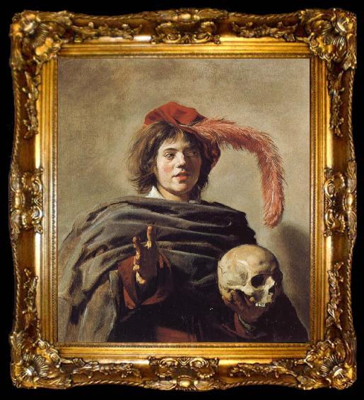 framed  Frans Hals Young Man Holding a Skull, ta009-2